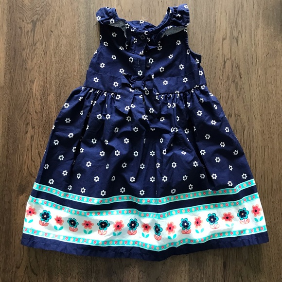 4T navy blue and teal floral dress - Picture 2 of 2